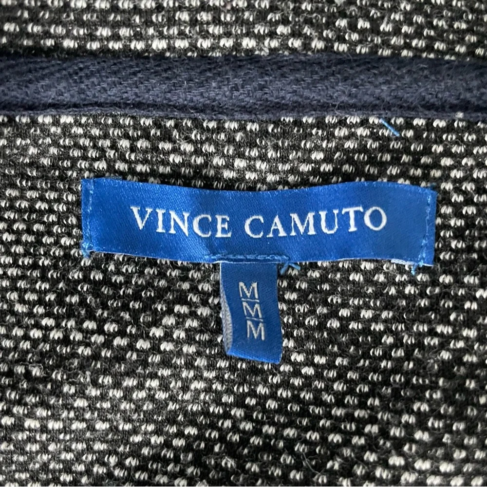 Vince Camuto Quarter Zip Black and White Performance Pullover - Picture 4 of 6